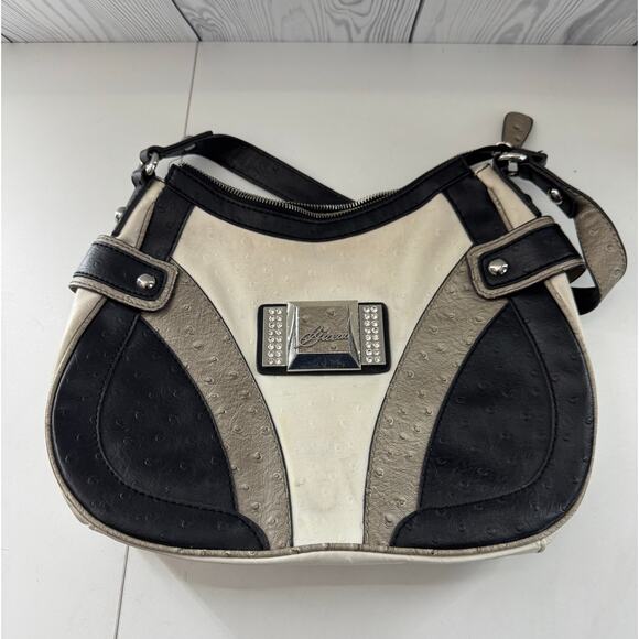 VTG Guess Handbag Y2K Chunky Studded Metal Buckle 
Leather Brown  2000s - Picture 4 of 8